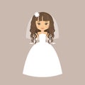 Cartoon bride with curly hair