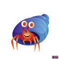 Cartoon character hermit crab smiling Royalty Free Stock Photo
