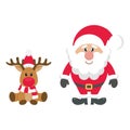 Cartoon christmas deer with santa claus Royalty Free Stock Photo