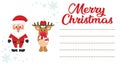 Cartoon christmas deer and santa claus on the christmas letter to santa