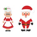 Cartoon christmas santa claus and cartoon mrs santa