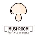 Cartoon cute champignon vector label