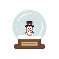 Cartoon cute christmas snowglobe with cute penguin