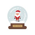 Cartoon cute christmas snowglobe with cartoon christmas santa claus Royalty Free Stock Photo