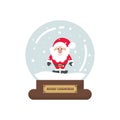 Cartoon cute christmas snowglobe with santa claus on a white background Royalty Free Stock Photo