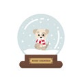 Cartoon cute christmas with winter dog snowglobe on a white background Royalty Free Stock Photo