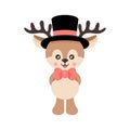 Cartoon cute deer with hat and tie vector