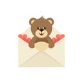 Cartoon cute lovely bear in an envelope Royalty Free Stock Photo