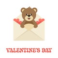 Cartoon cute lovely bear in an envelope with text Royalty Free Stock Photo