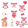 Cartoon cute lovely owl set Royalty Free Stock Photo