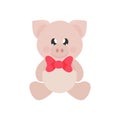 Cartoon cute pig sitting with tie Royalty Free Stock Photo