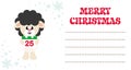 Cartoon cute sheep black with christmas calendar on the christmas card Royalty Free Stock Photo