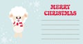 Cartoon cute sheep white with scarf on the christmas card Royalty Free Stock Photo