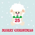 Cartoon cute sheep white sitting with christmas calendar and text Royalty Free Stock Photo