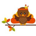 Cartoon cute turkey vector image on a branch
