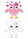 Vector image of a cartoon. Coloring book for children with an example of color illustration. children`s creativity