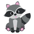 Vector image of a cartoon young little raccoon