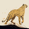 Vector image of a cheetah sitting in the grass. Drawing by hand and traced into a vector Royalty Free Stock Photo