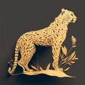 Vector image of a cheetah sitting in the grass. Drawing by hand and traced into a vector Royalty Free Stock Photo