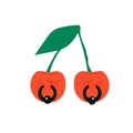 Vector image of cherries with piercings. Nipple piercing Royalty Free Stock Photo