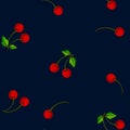 Cherry fruits Seamless Dark Blue Vector Background