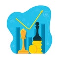 Vector image with chess pieces, coins, money