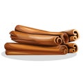 Vector image of cinnamon or kisei sticks. Cartoon style. EPS 10 Royalty Free Stock Photo