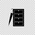 Vector image of a closed wardrobe for clothes and an umbrella