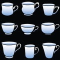 Vector image of collection various tea cups