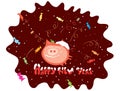 Vector image a contented animal surrounded by a sweet salute / pig in chocolate Royalty Free Stock Photo