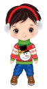 Vector image of Cute Boy in Christmas Sweater Royalty Free Stock Photo