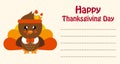 Cute turkey thanksgiving day card vector Royalty Free Stock Photo