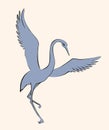 Vector image. Dancing crane