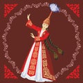 Vector image of a dancing girl in a Kazakh national costume Royalty Free Stock Photo