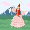 Vector image of a dancing girl in a Kazakh national costume Royalty Free Stock Photo