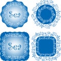 Vector image of decorative design elements of theme sea life