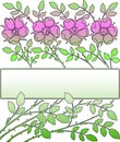 Vector image of decorative vintage frame with twigs wild roses