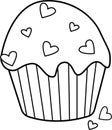 Vector image of a delicious cake with hearts.