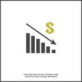 Vector image diagram of decline, recession. Icon financial crisis. Drop in sales on white isolated background. Layers grouped for Royalty Free Stock Photo