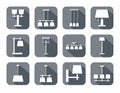 Vector image of different types of lamps