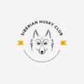 Vector image of a dog siberian husky design on white background and yellow background, Logo, Symbol, Animals Royalty Free Stock Photo