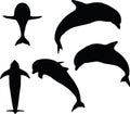 Vector Image - dolphin silhouette on white background Royalty Free Stock Photo