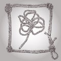 Vector image of drawn flower and frame from rigging rope Royalty Free Stock Photo