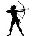 Silhouette Archer Aiming Bow Vector for Art and Design Projects Royalty Free Stock Photo