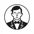 Man Icon With Bow Tie Vector Illustration In Franklin Booth Style