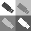 Vector image flash drive. usb flash drive vector icon. Vector icon set on white-grey-black color Royalty Free Stock Photo