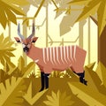 Flat jungle background with Bongo Antelope