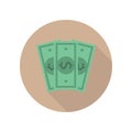Vector image of flat icon of three dollar bills Royalty Free Stock Photo