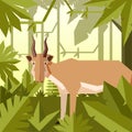 Flat jungle background with Saiga antelope