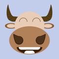 Vector image fun smile kawai bull head Royalty Free Stock Photo